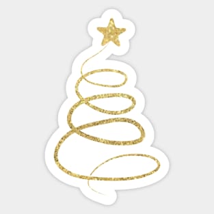 Minimalistic Gold Faux Glitter Star Christmas Tree Sticker